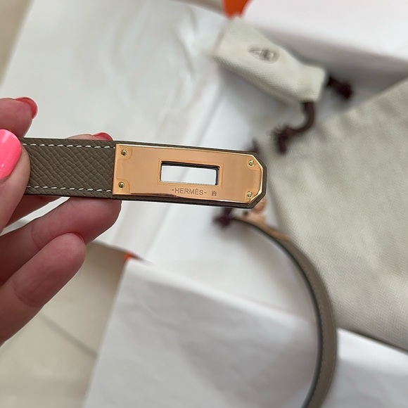 NWT Hermes Kelly 18 belt in etoupe with rose gold hardware - Picture 5 of 10